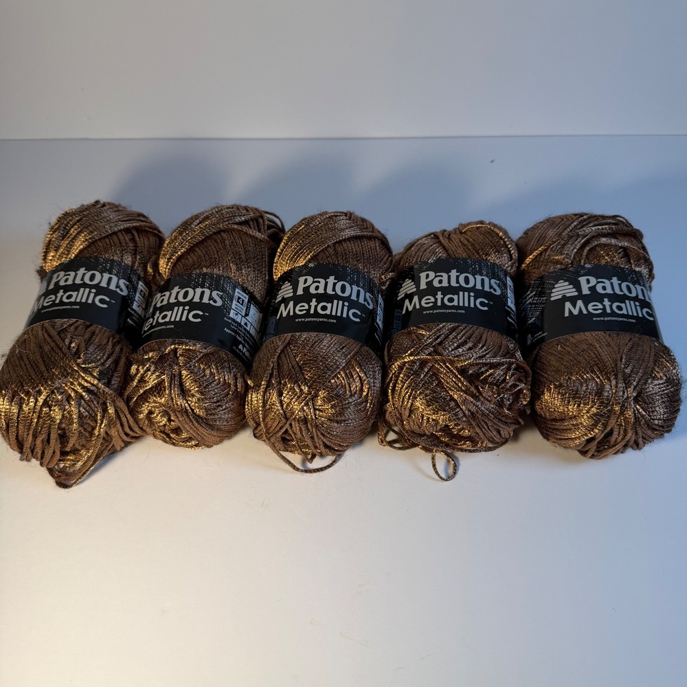 Patons Metallic Yarn Gold 95609 Lot of 5 Skeins 252 Yds Each Discontinued